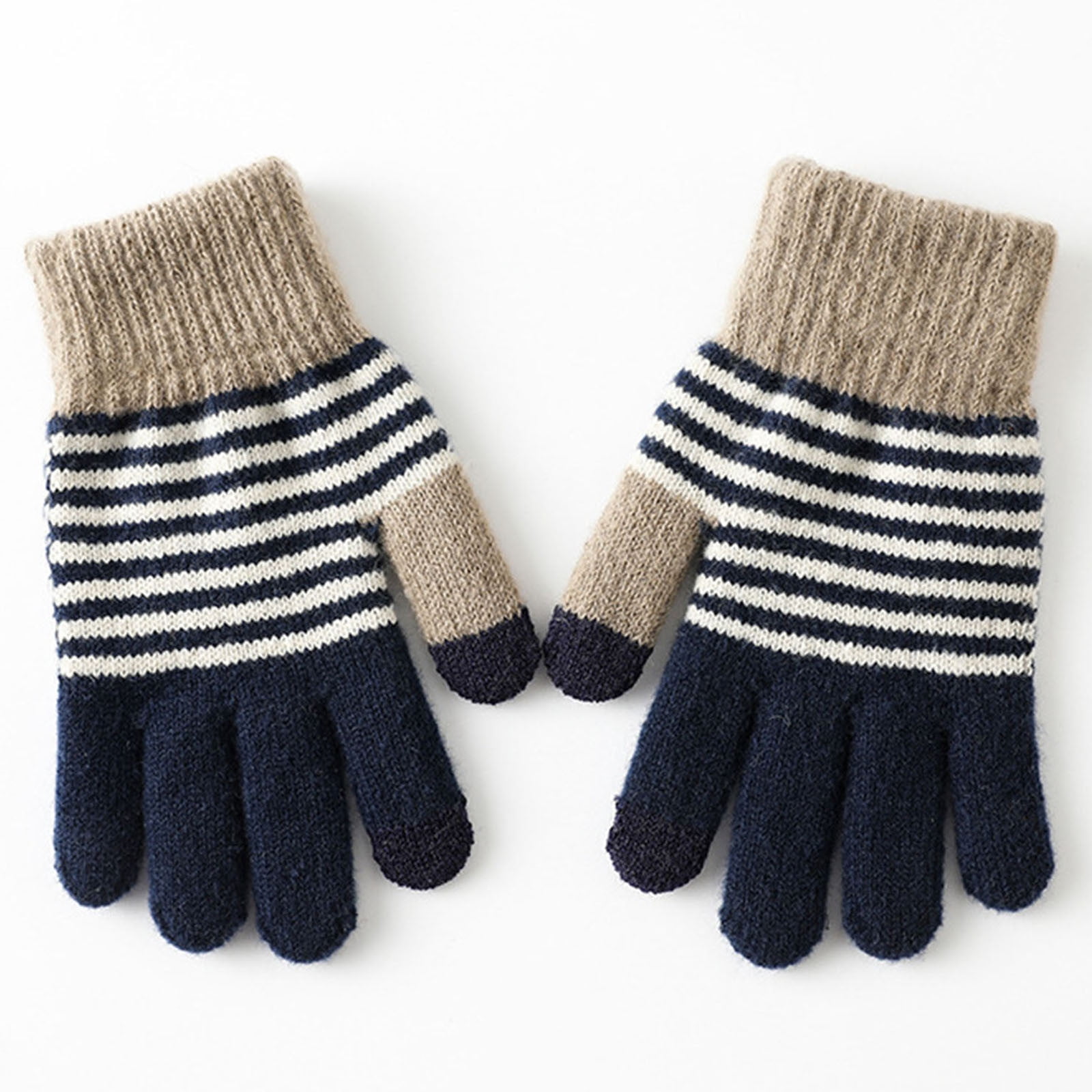 A Pair of Gloves Blue Knitting Women Winter Screen Gloves Warm Knit