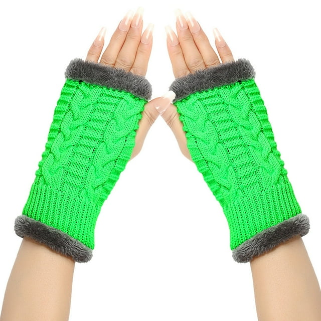 A Pair of Gloves Green Acrylic Winter Gloves for Women Warm Glove