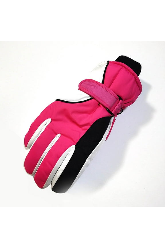A Pair of Gloves Pink Polyester Woman Winter Outdoor Wind Proof Glove Ski Riding Warm Mountain Climbing Outdoor Mitten