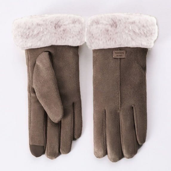 A Pair of Gloves Yellow Cotton Women Winter Gloves Ladies Girls Outdoor Heat Full Finger Lined Driving Glove
