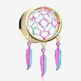 thumbnail image 1 of A Pair of Golden Dreamcatcher Feather Dangle Steel Ear Gauge Plug, 1 of 3