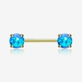 thumbnail image 1 of A Pair of Golden Fire Opal Prong Set Sparkle Nipple Barbell, 1 of 3