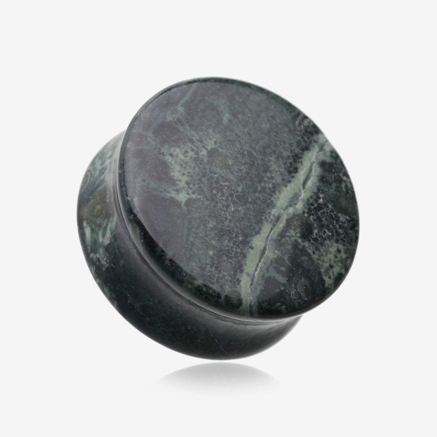 A Pair of Green Eye Jasper Stone Double Flared Ear Gauge Plug