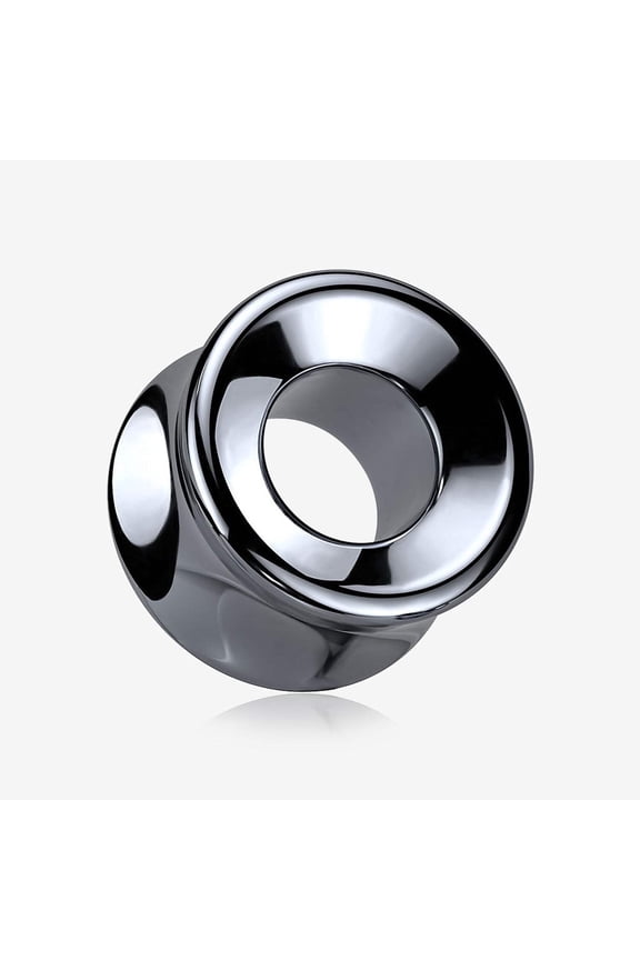 A Pair of Hematite Stone Double Flared Eyelet Tunnel Plug