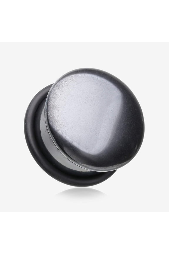A Pair of Hematite Stone Single Flared Plug with O-Ring
