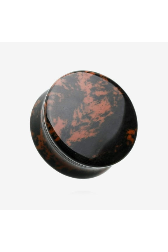 A Pair of Mahogany Obsidian Stone Double Flared Ear Gauge Plug