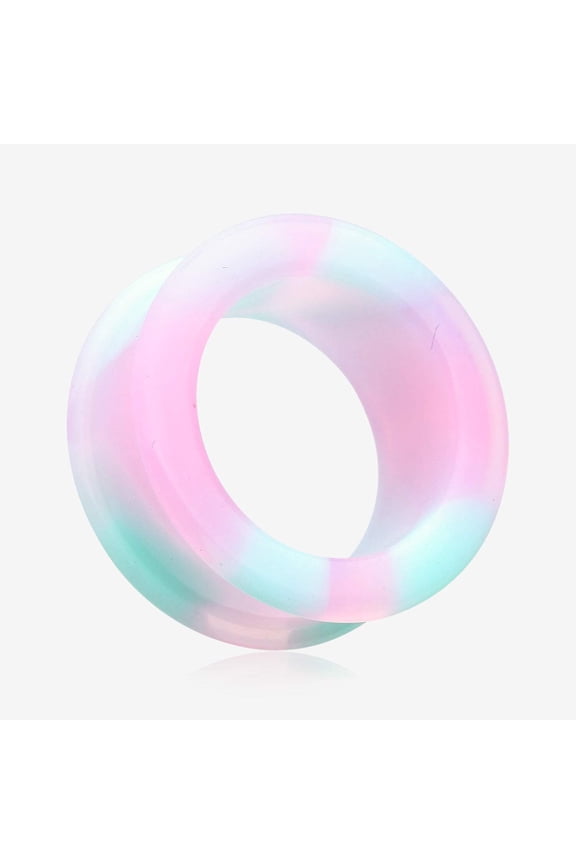 A Pair of Milky Way Camo Flexible Silicone Double Flared Tunnel Plug