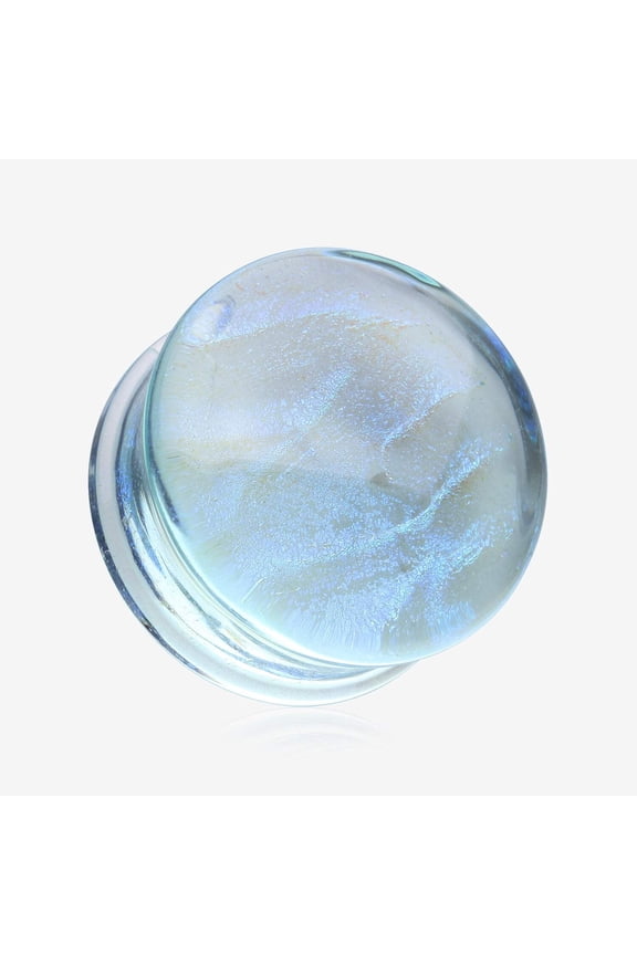 A Pair of Mystic Ocean Iridescent Glass Double Flared Plug