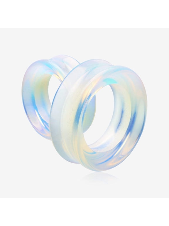 A Pair of Opalite Stone Double Flared Eyelet Plug