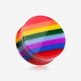 thumbnail image 1 of A Pair of Rainbow Stripe Double Flared Ear Gauge Plug, 1 of 4