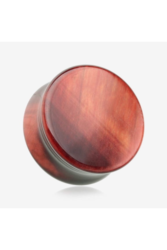 A Pair of Red Tiger Eye Stone Double Flared Ear Gauge Plug