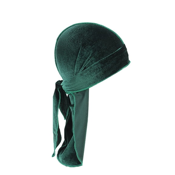 2PCS Velvet Durag Cap for Men And Women Soft Headwraps With Long Tail Wide Straps 360