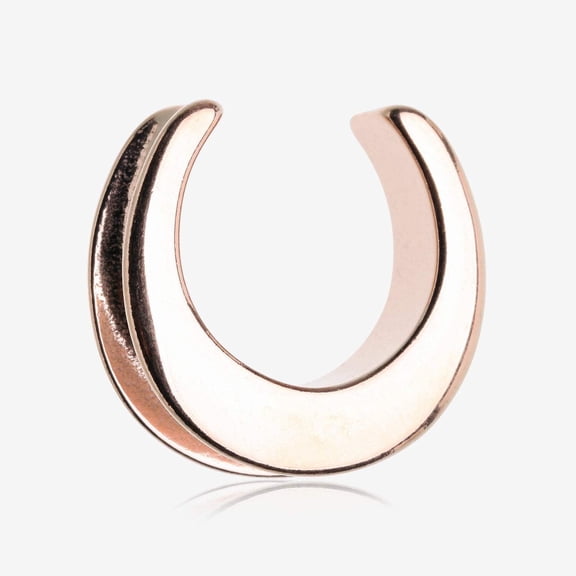 A Pair of Rose Gold Classic Saddle Spreader Steel Double Flared Ear Plug