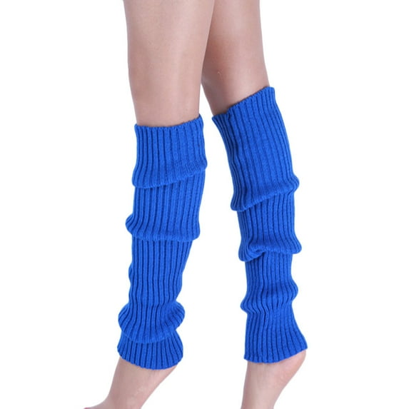 A Pair of Socks Blue Acrylic Warmer Boot Cuffs Leg Stockings Knit Socks