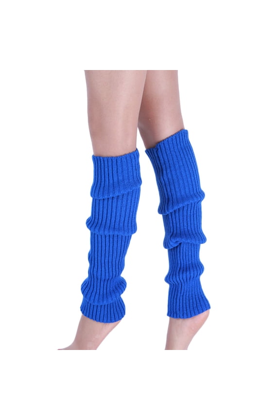 A Pair of Socks Blue Acrylic Warmer Boot Cuffs Leg Stockings Knit Socks