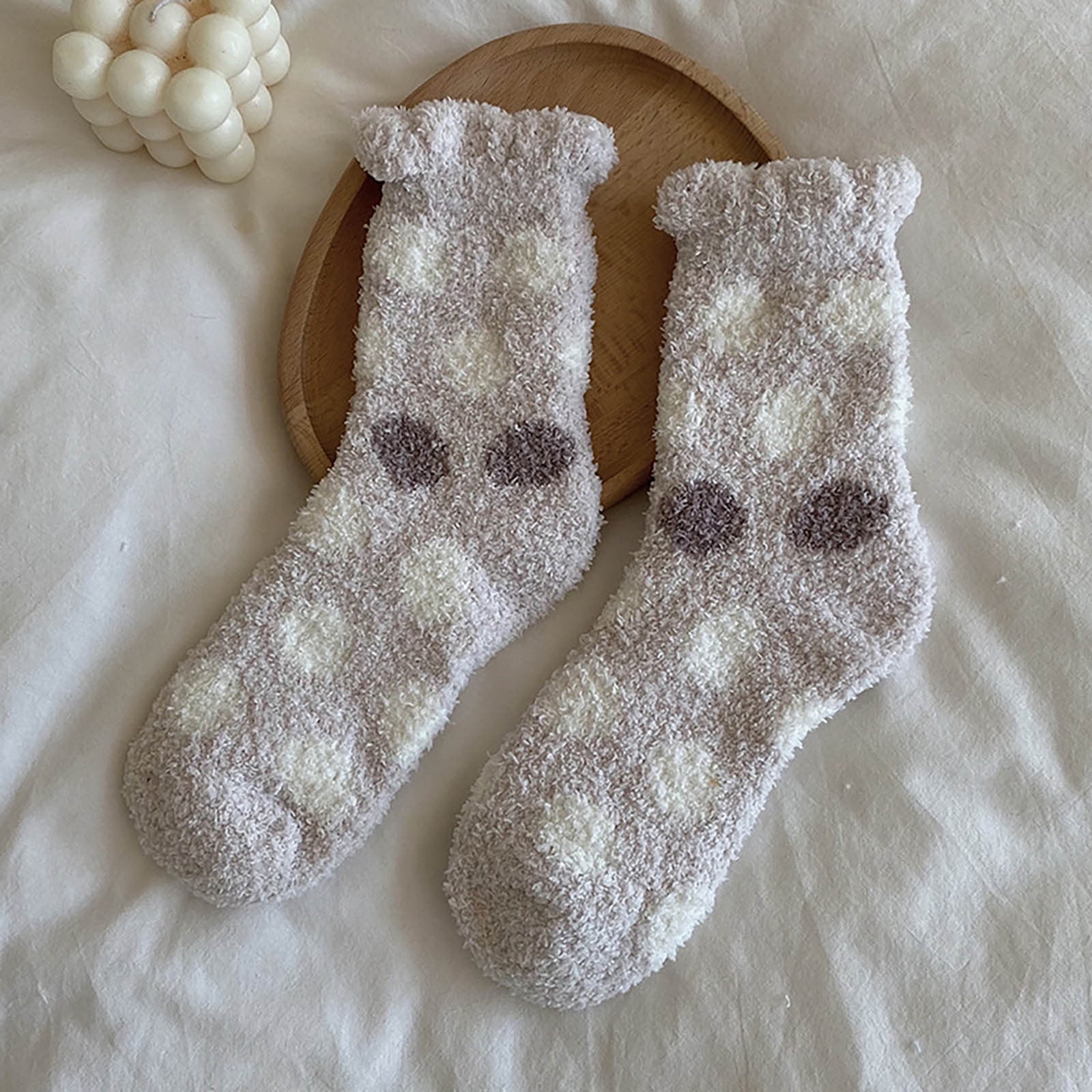 A Pair of Socks Gray Womens Winter Dots Print Socks Autumn And Winter