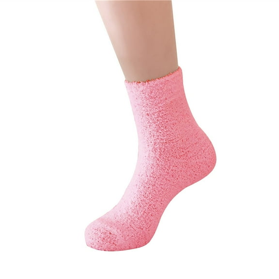 A Pair of Socks Pink Women Fuzzy Fluffy Cozy Slipper Socks Warm Soft Winter Plush Home Sleeping Socks