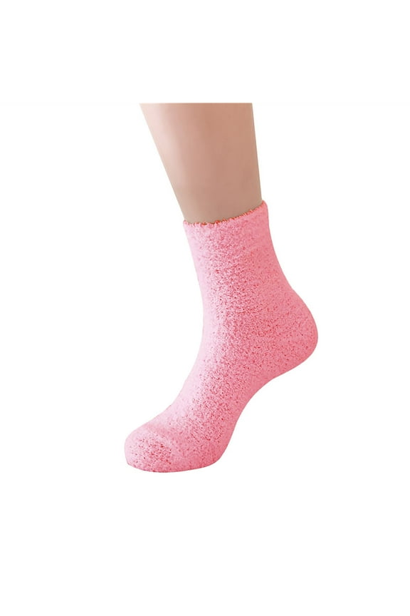 A Pair of Socks Pink Women Fuzzy Fluffy Cozy Slipper Socks Warm Soft Winter Plush Home Sleeping Socks