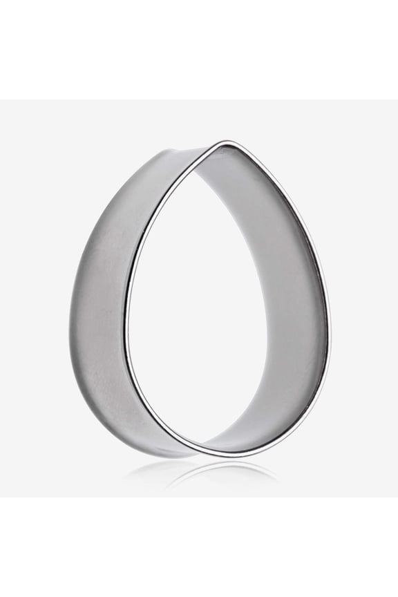 A Pair of Steel Teardrop Basic Double Flared Ear Gauge Tunnel Plug