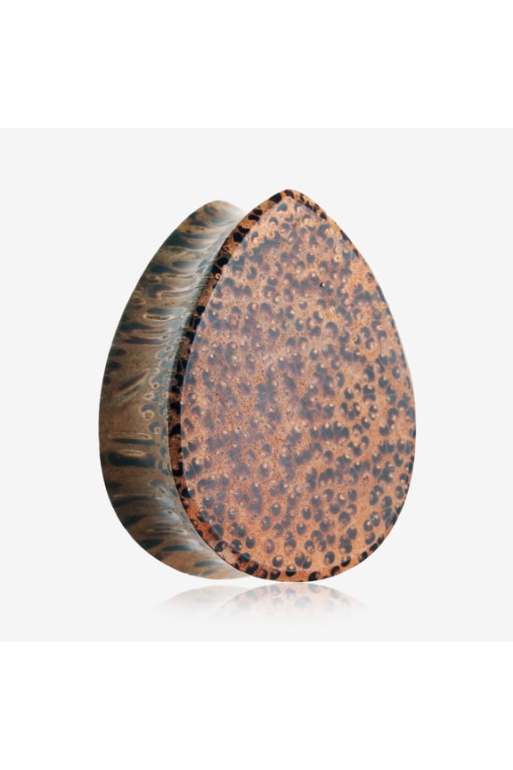 A Pair of Teardrop Coconut Wood Double Flared Plug