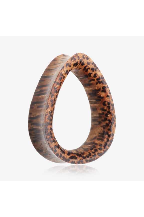 A Pair of Teardrop Coconut Wood Double Flared Tunnel Plug