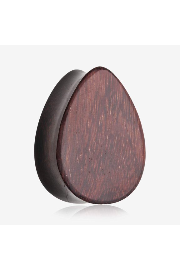 A Pair of Teardrop Dark Tamarind Wood Double Flared Plug
