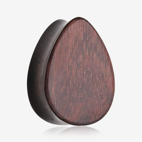 A Pair of Teardrop Dark Tamarind Wood Double Flared Plug