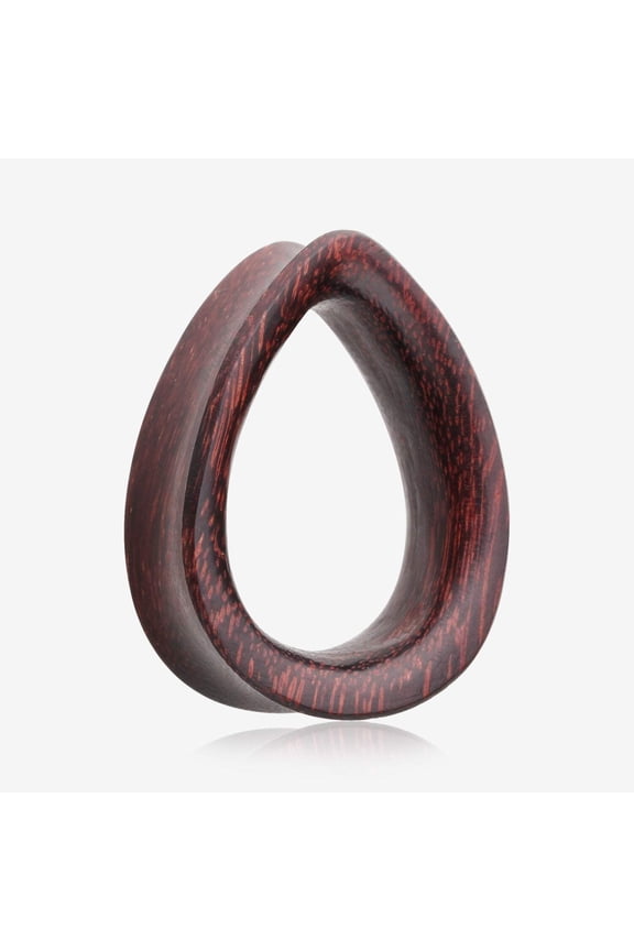 A Pair of Teardrop Dark Tamarind Wood Double Flared Tunnel Plug