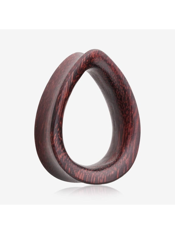 A Pair of Teardrop Dark Tamarind Wood Double Flared Tunnel Plug