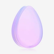 BM25 JEWELRY A Pair of Teardrop Lavender Translucent Glass Double Flared Ear Gauge Plug