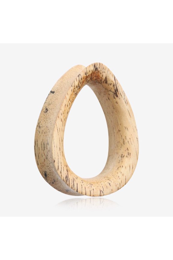 A Pair of Teardrop Old Tamarind Wood Double Flared Tunnel Plug