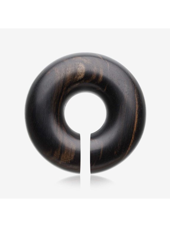 A Pair of Tiger Ebony Wood Hoop Hanger Plug