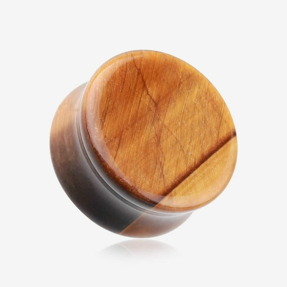 A Pair of Tiger Eye Stone Double Flared Ear Gauge Plug