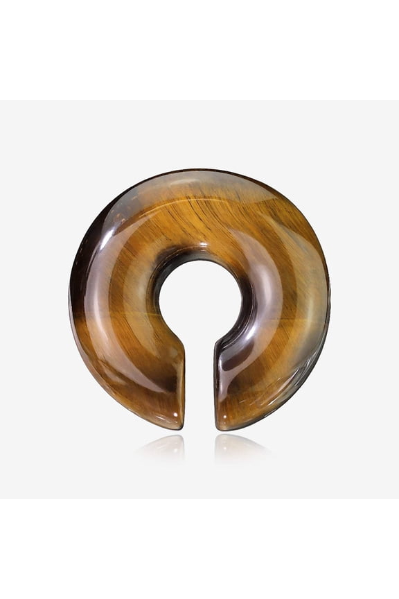 A Pair of Tiger Eye Stone Hoop Hanger Plug