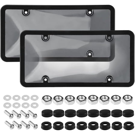 A Pair of Transparent License Plate Protectors,Clear License Plate Frame with Screw Covers