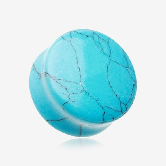 A Pair of Turquoise Stone Double Flared Ear Gauge Plug