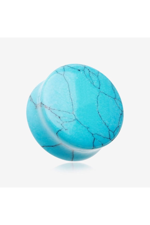 A Pair of Turquoise Stone Double Flared Ear Gauge Plug