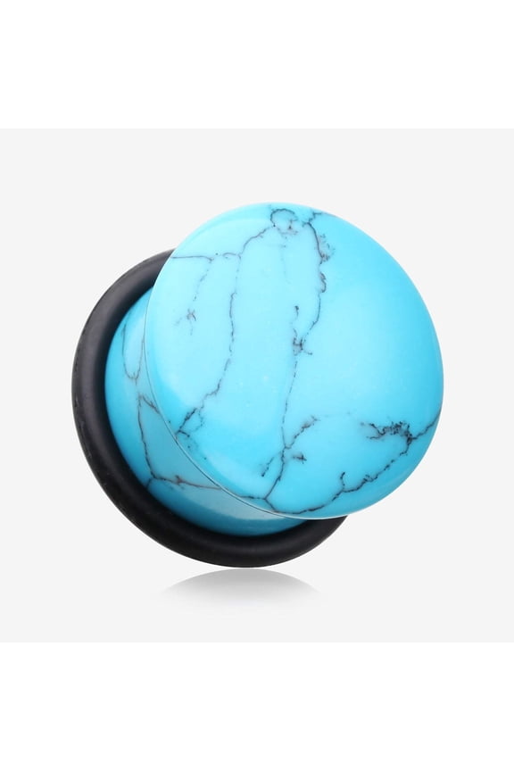 A Pair of Turquoise Stone Single Flared Plug with O-Ring