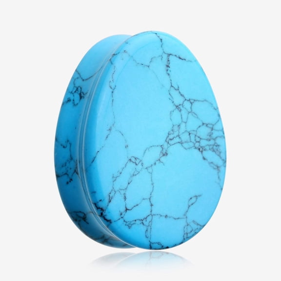 A Pair of Turquoise Stone Teardrop Double Flared Plug
