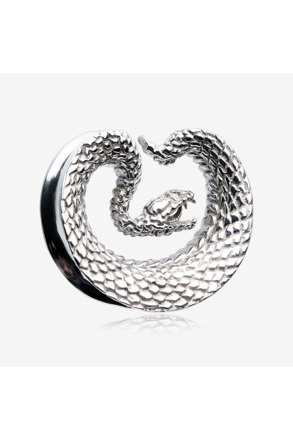 A Pair of White Brass Vicious Viper Snake Saddle Tunnel Plug