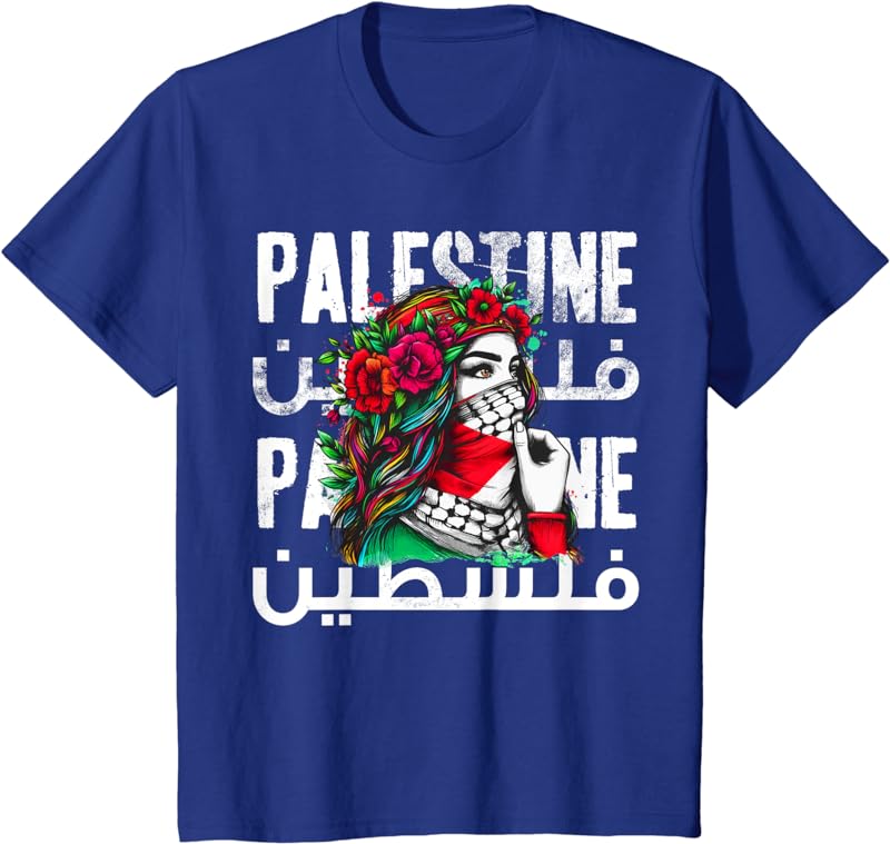 A Palestinian Girl Wearing A Palestinian Bandana Palestine TShirt
