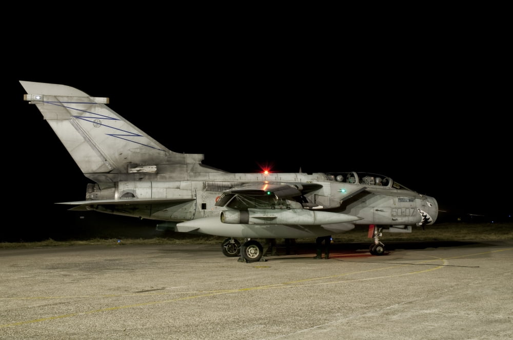 A Panavia Tornado ECR of the Italian Air Force prepares for a night mission Canvas Art - Giovanni CollaStocktrek Images (18 x 12)