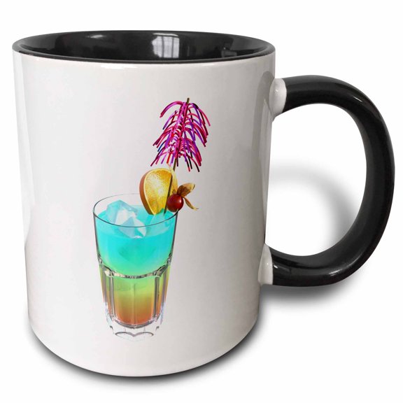 3drose, a Paradise Cocktail Alcoholic Drink, 15oz Two-tone Black Mug