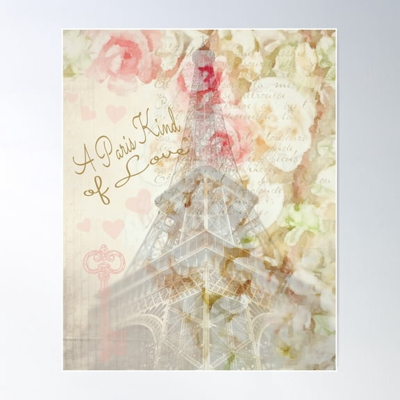 A Paris Kind Of Love: Eiffel Tower Poster Wall Art, Modern Wall Decor For Living Room Bedroom, 16x24 UNFRAMED
