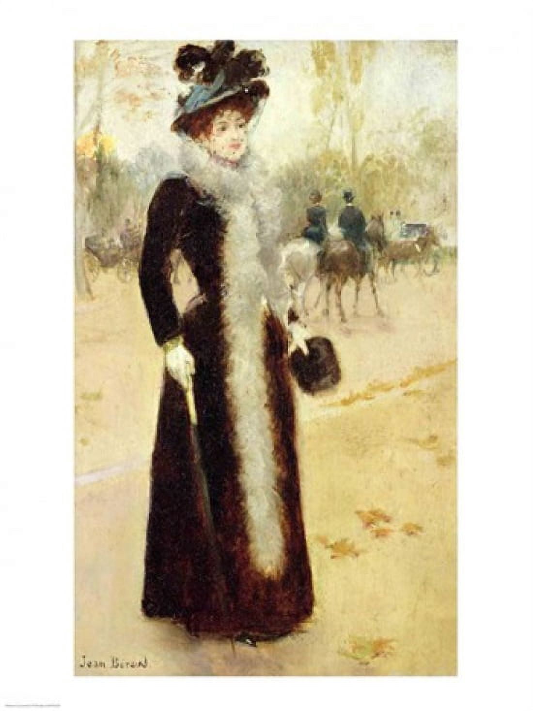 A Parisian Woman in the Bois de Boulogne Canvas Art - Jean Beraud (18 x 24)