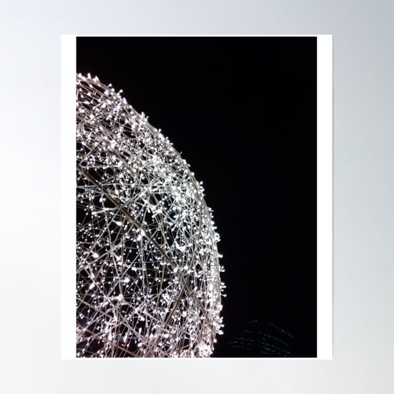 A Part Of The Giant Beautiful Decorated Light Ball In The Dark Of Celebration Night. Poster Wall Art, Modern Wall Decor, 16x24 UNFRAMED