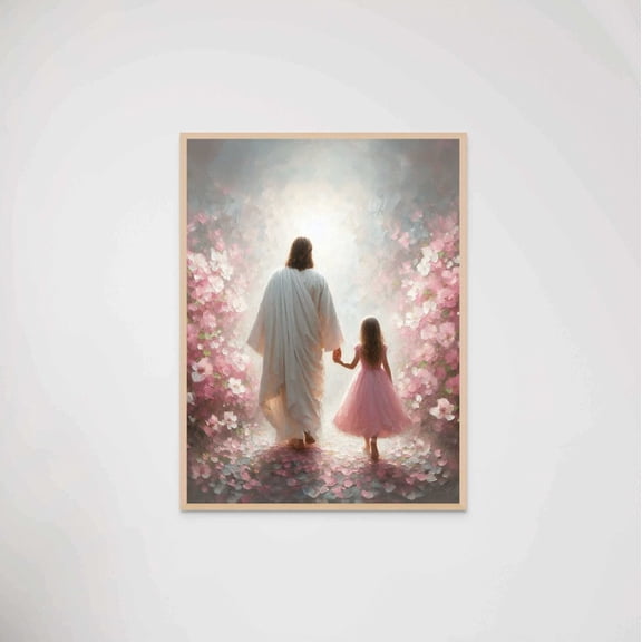 A Path Of Faith Christian Jesus Walking With Girl Art Christ Bible Children Decor, Unframed Paper Poster 8x10in