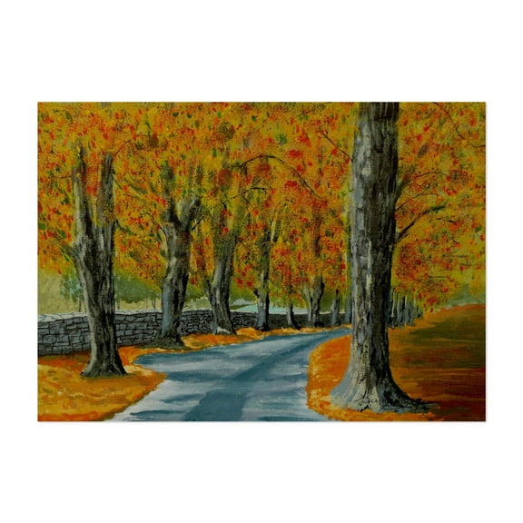 A Pathway Through Autumn - Painting Autumn Landscape Forest Nature Scenic Pastoral Woodland Unframed Wall Art Print 4 x 6 inches