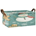thumbnail image 1 of A Pattern with Snowmen and Gingerbread Cookies Storage Basket Soccer Plaid Fabric Hoard Box Oversized Collapsible Closet Organizer with Metal Iron Frame 16.9×11.4×7.7in, 1 of 8