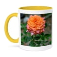thumbnail image 1 of 3dRose, A peach rose from a Michigan garden, 15oz Two-Tone Yellow Mug, 1 of 7